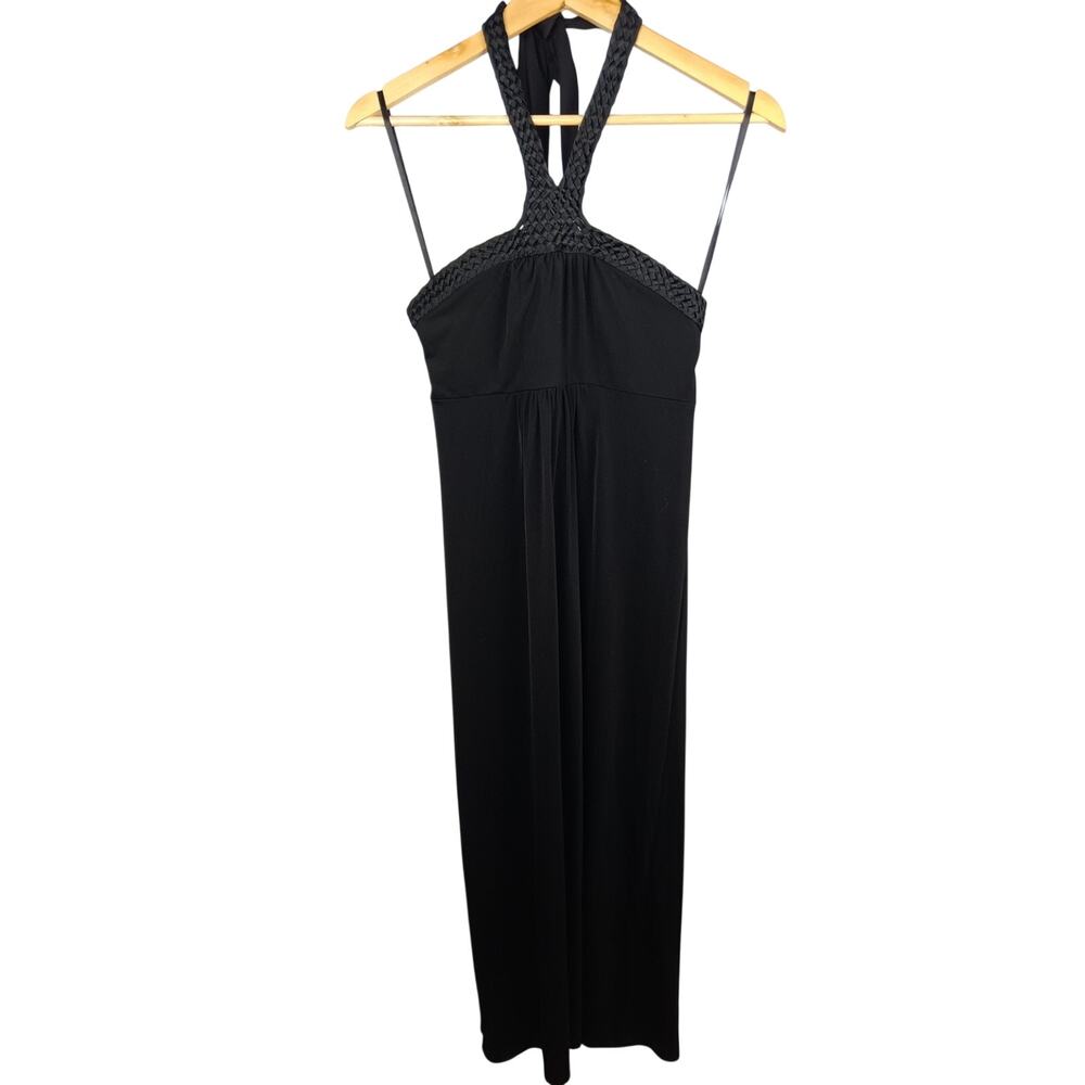 Elle Black Maxi Dress with Braided Halter Neck